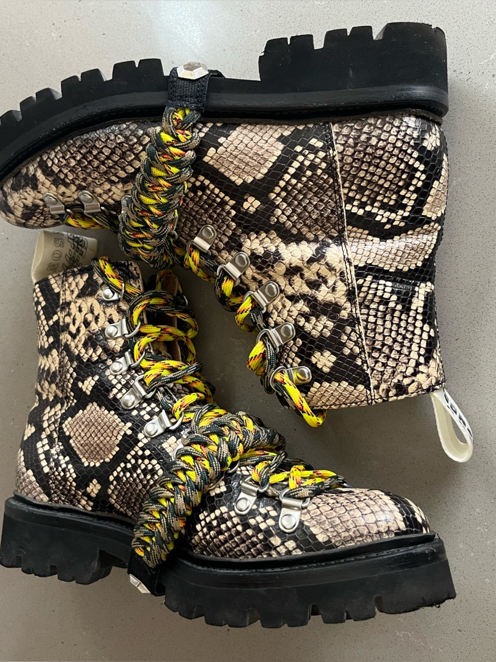 House Of Holland X Grenson Brown Snakeskin Leather Hiker Combat Boots UK4 US6 - Picture 10 of 13